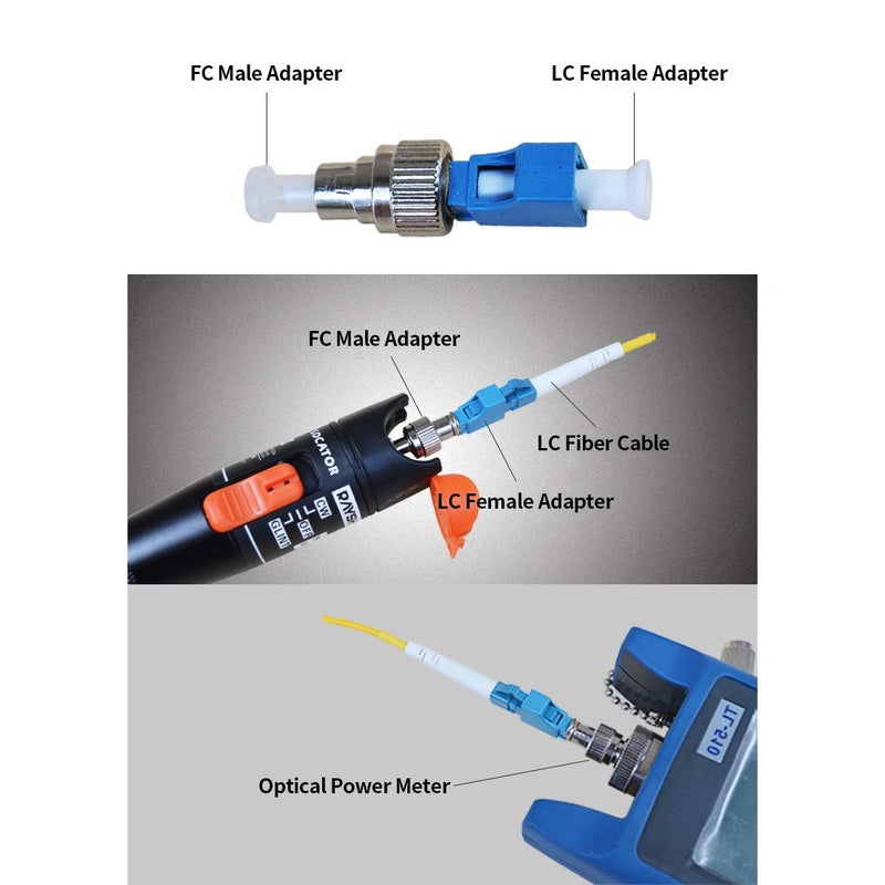 GESD Visual Fault Locaotr Adapter, FC Male to LC Female Connector, 2.5mm to 1.25mm Hybrid Fiber Optical Convertor Adapter for Optical Power Meter, Single Mode 9/125um for VFL Connector - Image 5